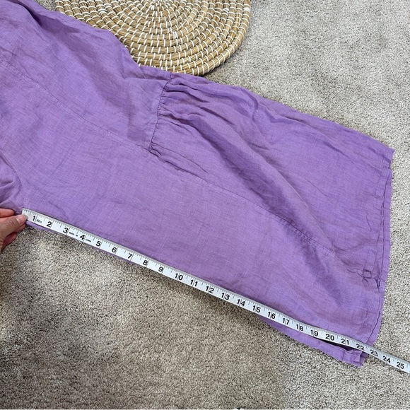 Et’Lois Women’s 100% Linen Tanya Pull On Pants Wide Leg Made in USA in Purple S - Picture 13 of 14
